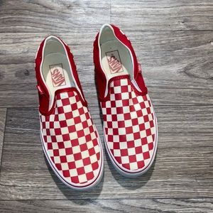 Red Checkered Vans 9.5